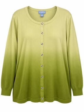 Liz & Me 2X (22/24) Plus Size Green Ombre Cardigan Jeweled Button Front Sweater